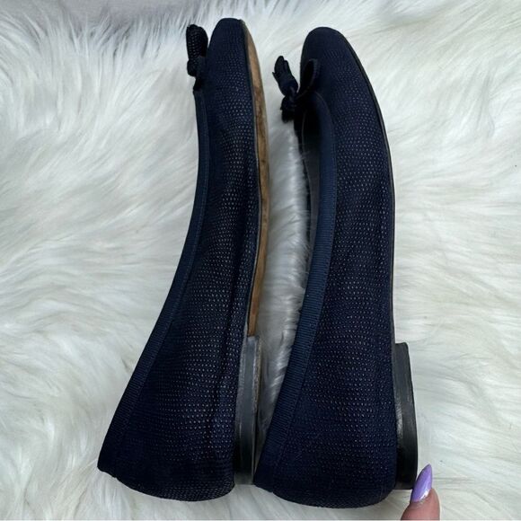 Stuart Weitzman Tulip Bow Square Toe Navy Flats 7.5 - Picture 6 of 7